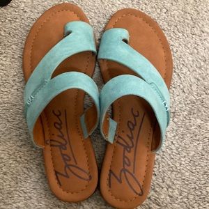 Blue suede fabric sandals